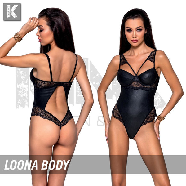 Passion Erotic Line - Loona Body - schwarzer Body Ecoleder