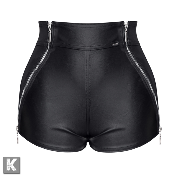 demoniq Monica - schwarze Hotpants Shorts mit 2-Wege Zipper - Größe M