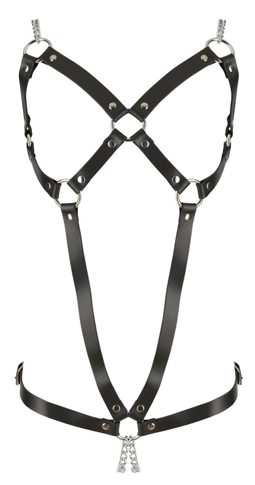 Harness aus Leder mit Metallketten im Schritt - ZADO