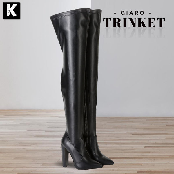 TRINKET - Ultra Lange Overknee Stiefel Schwarz Matt [Größe 38]