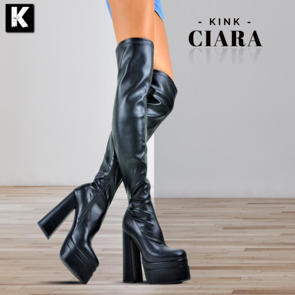 CIARA - Trendige Overknee Stiefel Schwarz mit breiten Absatz [Größe 38]