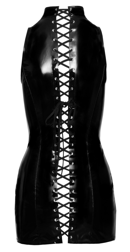 Kurzes ärmelloses Kleid aus Lack in enger Schnittführung - Black Level