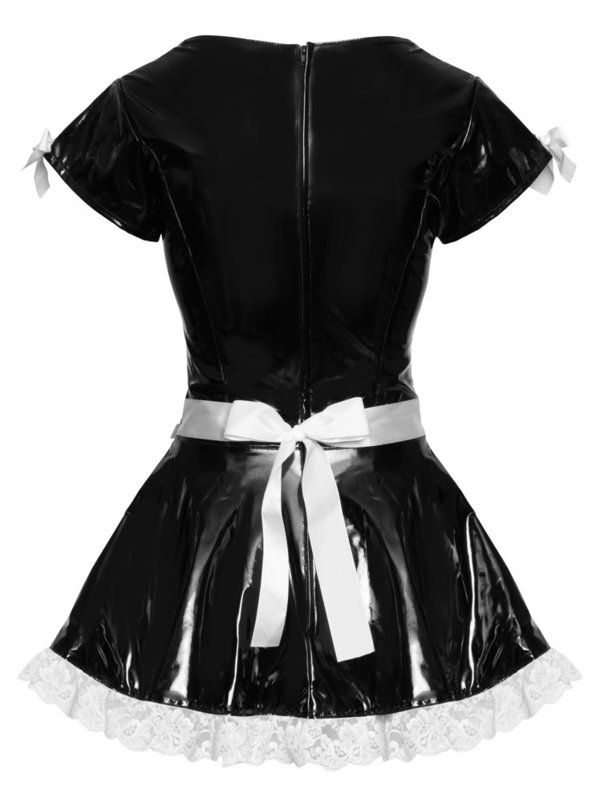 Extra kurzes Kleid aus Lack im Service Style - Black Level