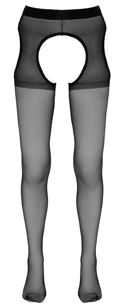 Seidige Straps Strumpfhose in schwarz - Cottelli Collection Legwear
