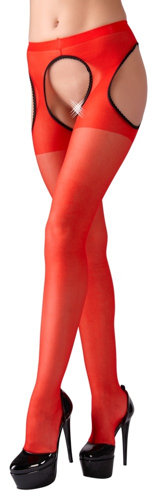 Seidige Straps Strumpfhose in rot - Cottelli Collection Legwear