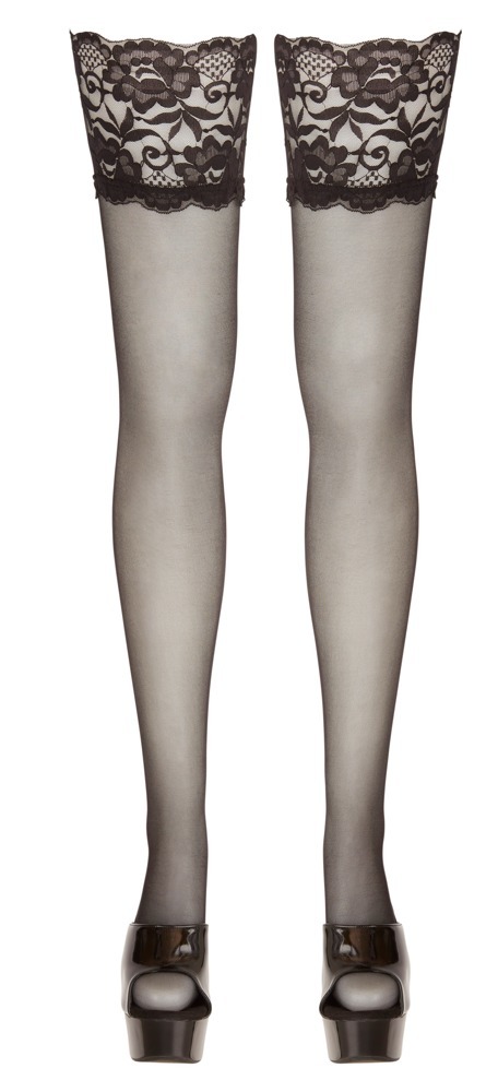 Halterlose Strümpfe mit 12 cm breitem Spitzenabschluss - Cottelli Collection Legwear