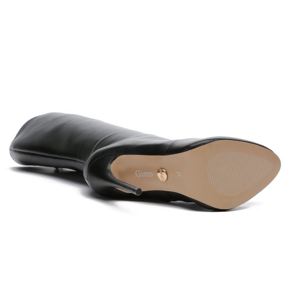 BRANDY - Kniehohe Stiefel mit Stiletto Absatz Schwarz Matt [Größe 39]